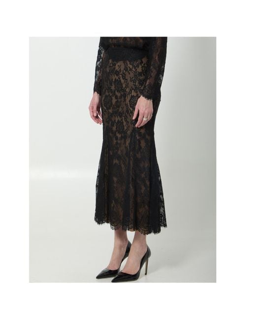 Self-Portrait Black Lace Mermaid Midi Skirt