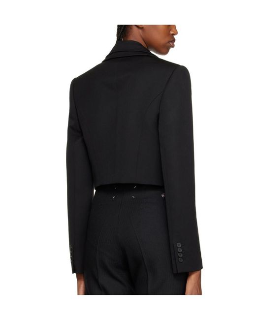 McQueen Black Cropped Knit Tailored Jacket