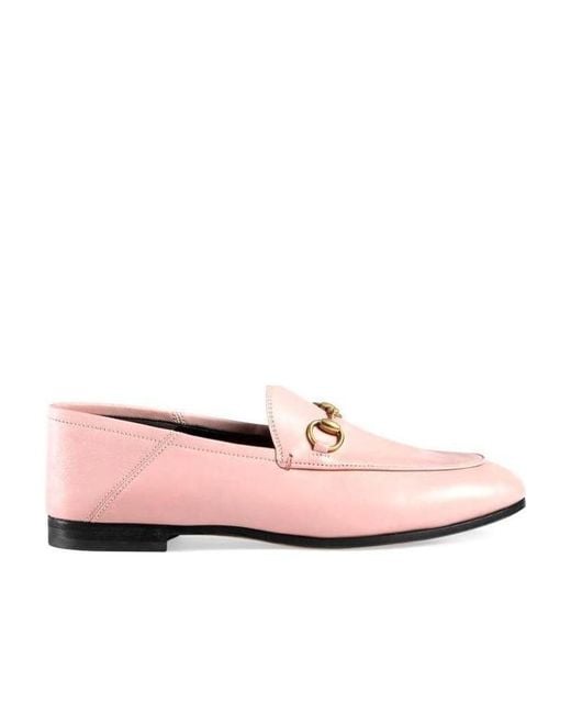 Gucci Women's Pink Brixton Leather Loafers
