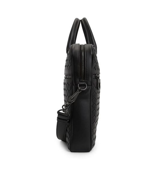Bottega Veneta Black Intreciato Hand-Knitted Shoulder Bag for men