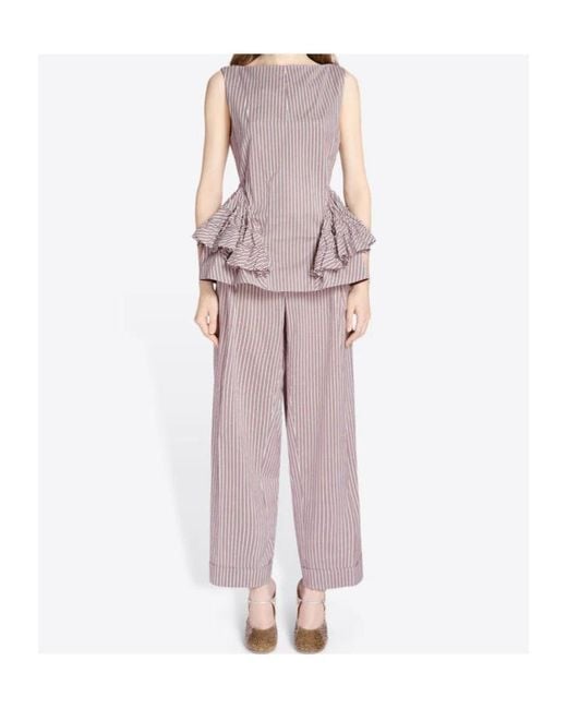 Dries Van Noten Purple Partan Striped Pants