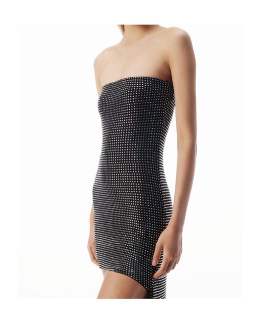 Alexander Wang Black Crystal-Embellished High-Low Asymmetric Dress