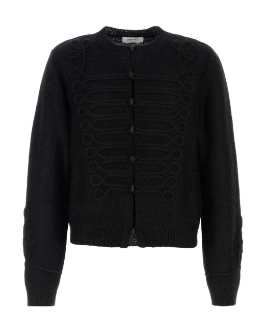 McQueen Black Long Sleeved Crewneck Buttoned Cardigan for men