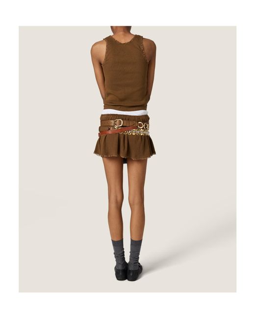 Miu Miu Brown Garment-Dyed Mini Skirt