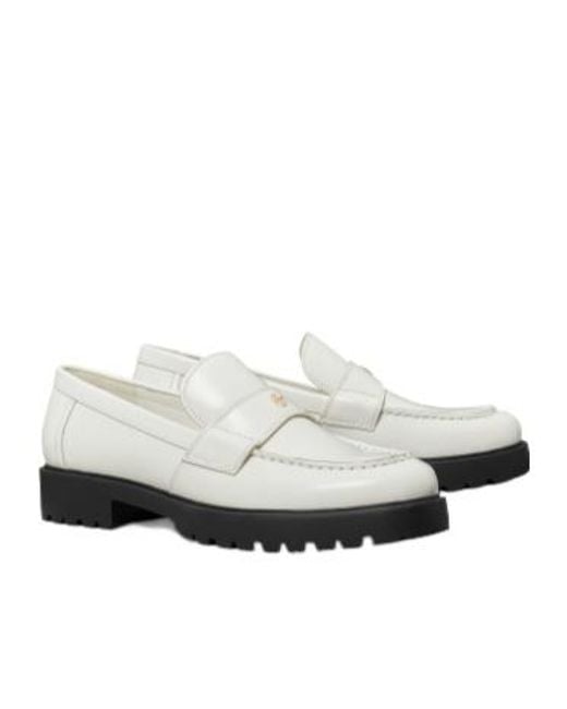 Tory Burch White Classic Lug Loafers