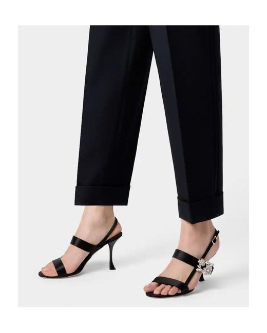 Roger Vivier Black Efflorescence Satin Sandals