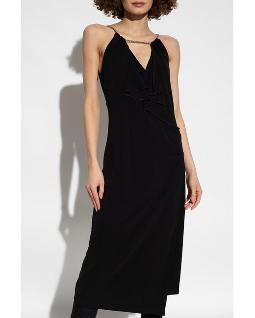 Givenchy Black Ruffle Halter-Neck Dress