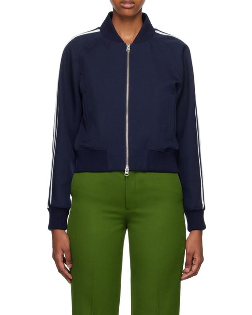 AMI Blue Stripe-Trim Track Jacket