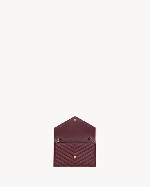 Saint Laurent White Envelope Cassandre Chain Wallet