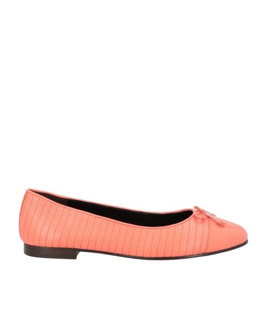 Tory Burch Pink Minimalist Round-Toe Leather Shoes