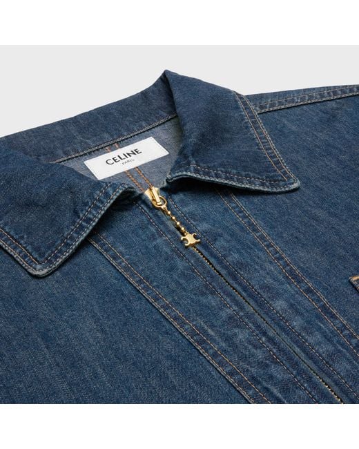 Céline Blue Quater Zip Shirt