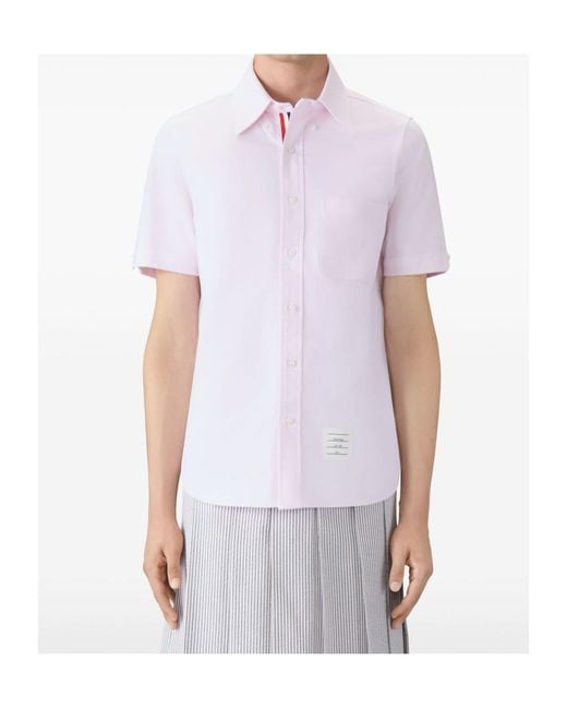 Thom Browne Purple Patch-Pocket Short-Sleeve Shirt for men