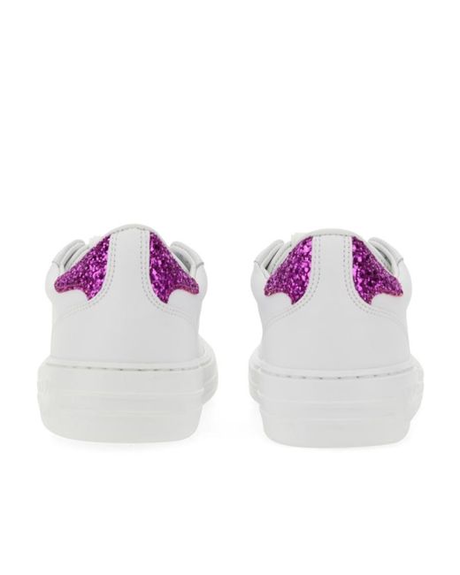 MSGM White Logo Printed Low-Top Sneakers