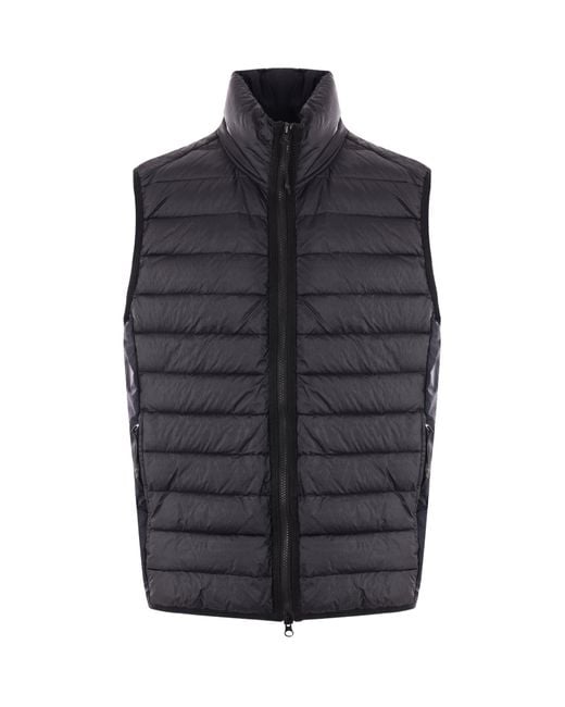 Stone Island Gray High Neck Quilted Gilet for men