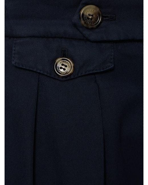Brunello Cucinelli Blue Pleated Casual Pants for men