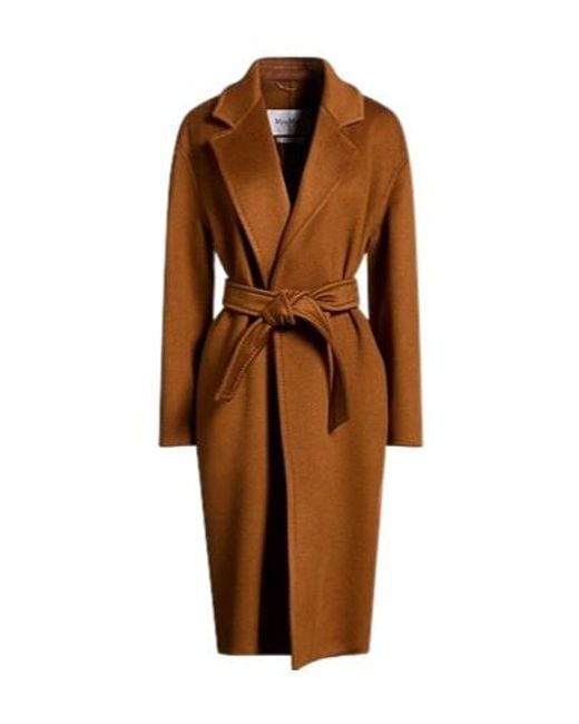 Max Mara Brown Solid-Colored Cashmere Long Coat