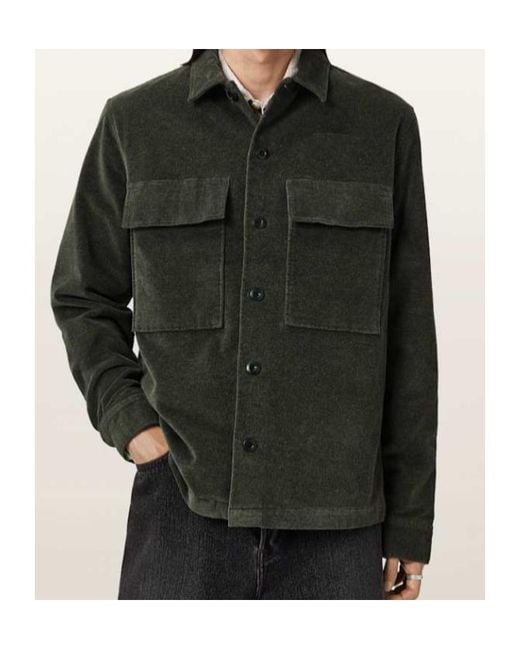 AllSaints Green Hawker Corduroy Shirt for men