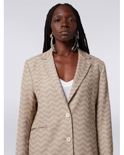Missoni Natural Zigzag Single-Breasted Tailored Blazer