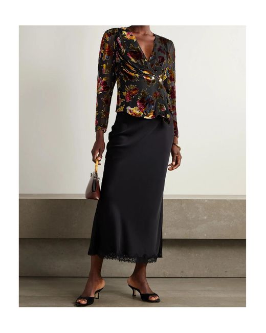 Rixo Multicolor Evelyn Embellished Floral-Print Devoré-Velvet Wrap Top