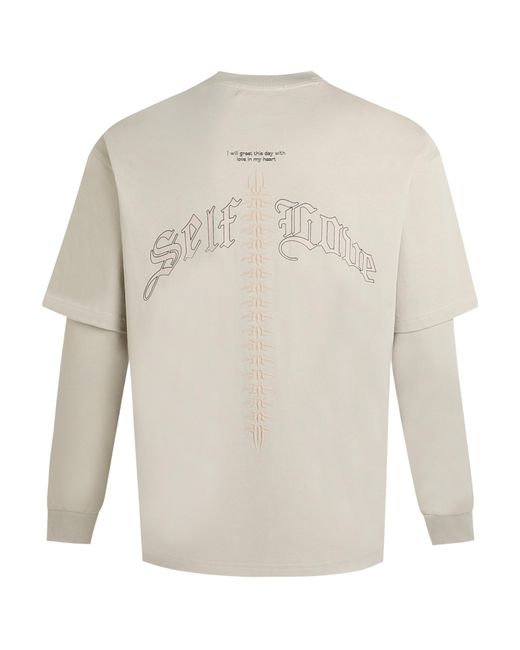 LIU REGALI White Printed Fake Two-Piece Long-Sleeved Base Shirt for men