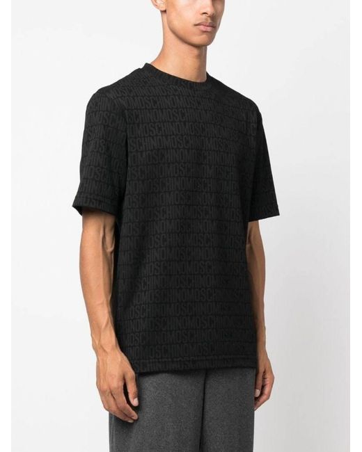 Moschino Black Jacquard Logo-Motif T-Shirt for men