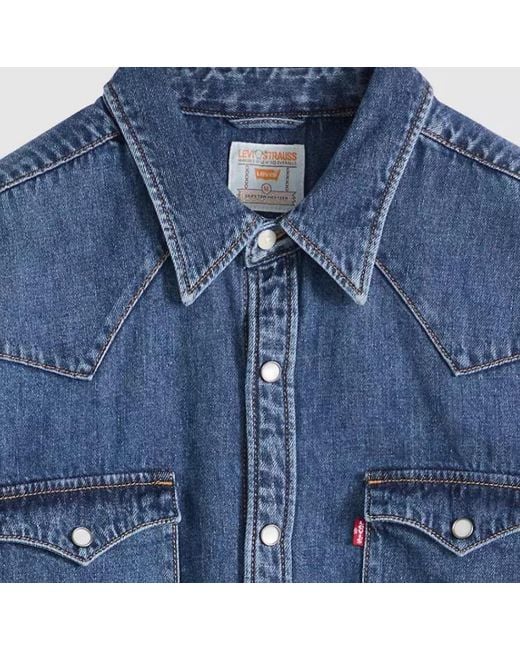 Levi's Blue Barstow Denim Western Shirt for men