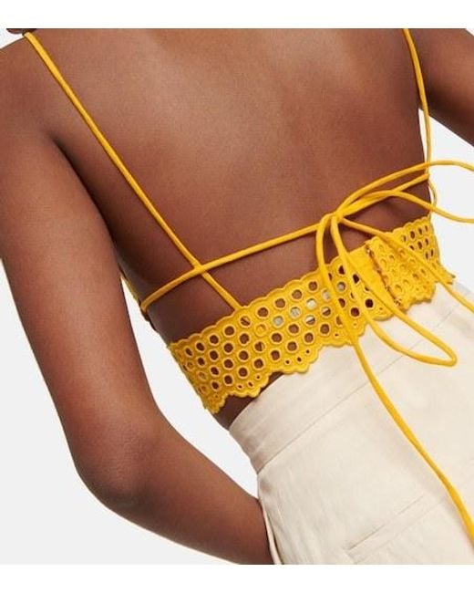 Stella McCartney Yellow Broderie Anglaise Crop Top