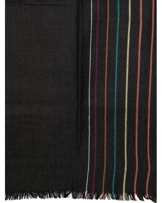Paul Smith Black Multistripe Fringed Scarf for men