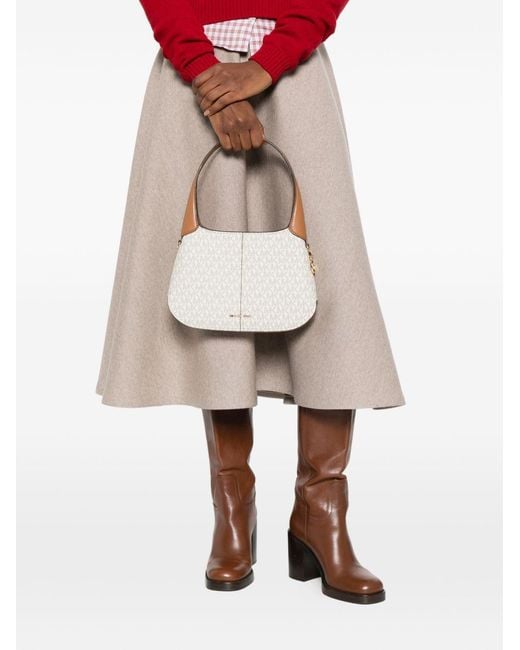 MICHAEL Michael Kors White 'Alice' Logo-Charm Shoulder Bag