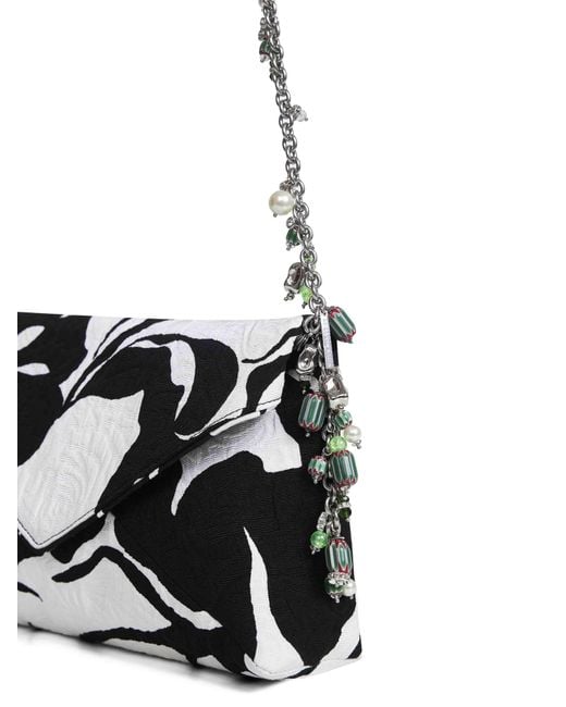 Dries Van Noten White Clutch Bag With Chain Shoulder Strap