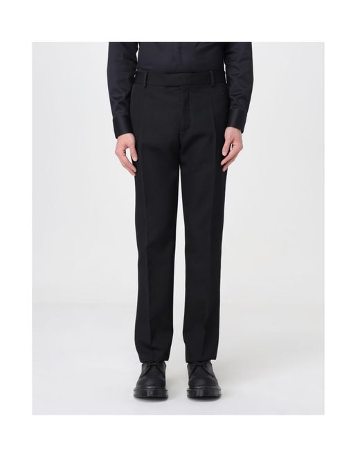 McQueen Black Tapered-Leg Tailored Pants for men