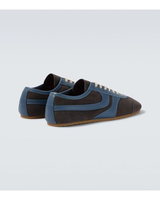 Dries Van Noten Blue Leather-Trimmed Suede Sneakers for men