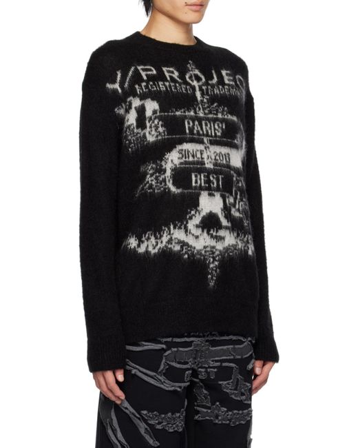 Y. Project Black Round Neck Long Sleeve Sweater for men