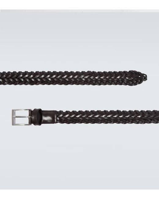 Lardini White Braided Leather Belt for men