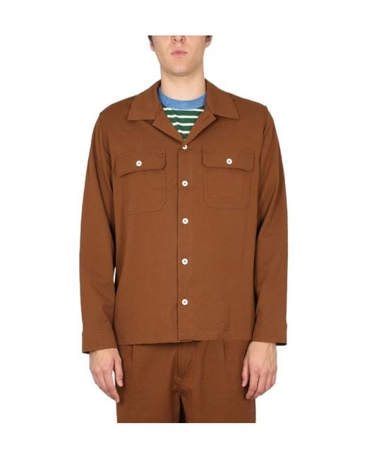 Howlin' By Morrison Brown Long-Sleeved Lapel Shirt for men