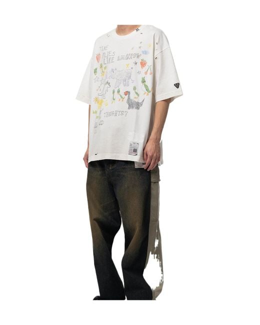 Maison Mihara Yasuhiro White Graphic Printed Crewneck T-Shirt for men