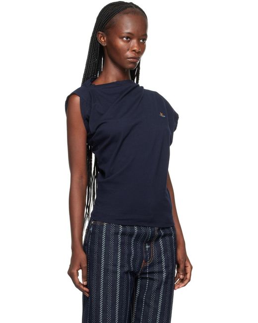 Vivienne Westwood Blue Irregular One-Sleeve T-Shirt