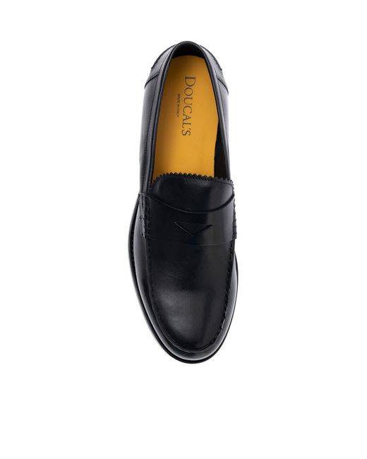 Doucal's Black Almond Toe Loafers for men