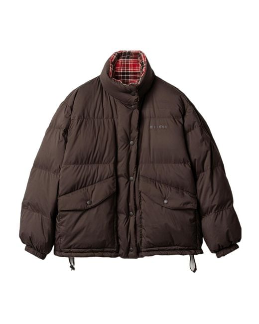 Miu Miu Brown Zip-Up Reversible Down Jacket