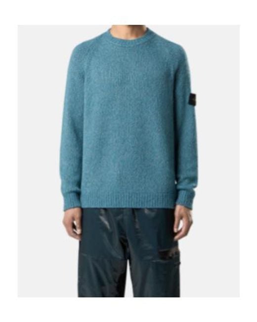Stone Island Blue Logo Patch Crewneck Jumper for men