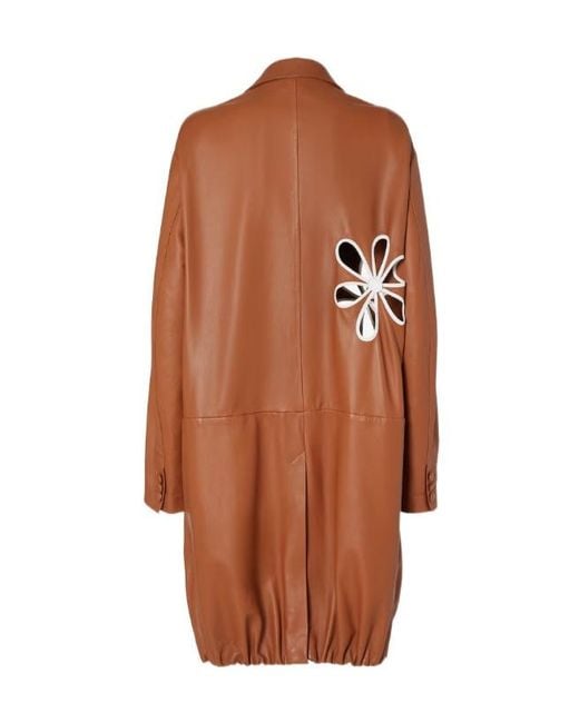 Fendi Brown Floal Cut-Out Detailed Overcoat