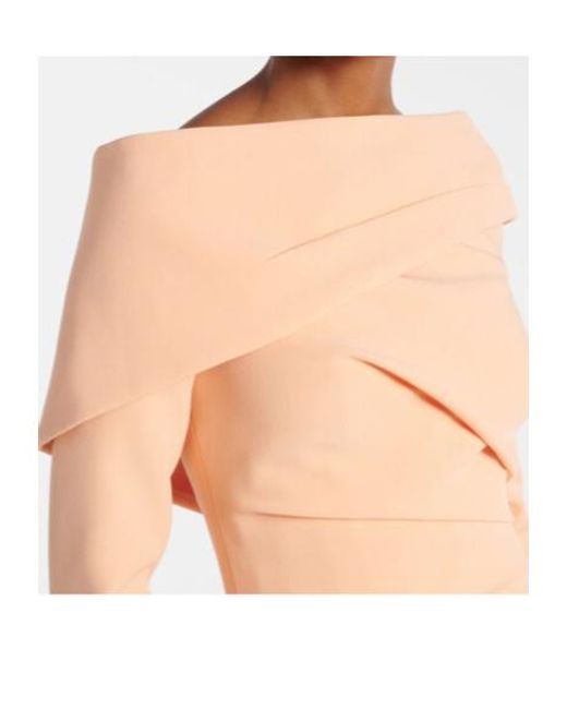 Safiyaa Pink Off-The-Shoulder Crepe Midi Dress