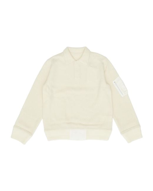 Sacai White Wool Knit Polo Shirt for men