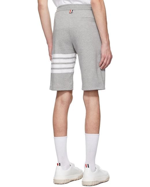 Thom Browne Gray Bar Bermuda Shorts for men