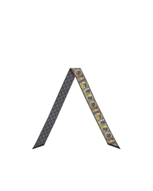 Gucci Brown Printed Silk Twill Neck Bow