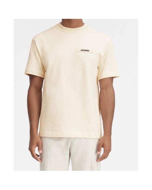 Jacquemus White Logo Embroidered Crewneck T-Shirt for men