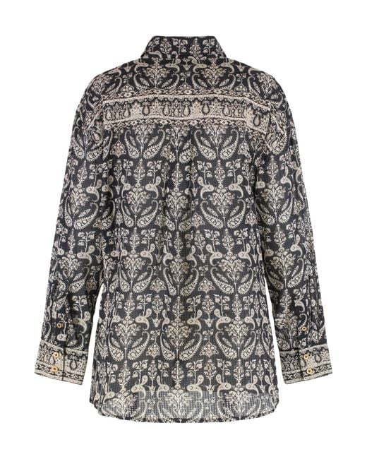 Veronica Beard Gray Lloyd Paisley Button-Up Top