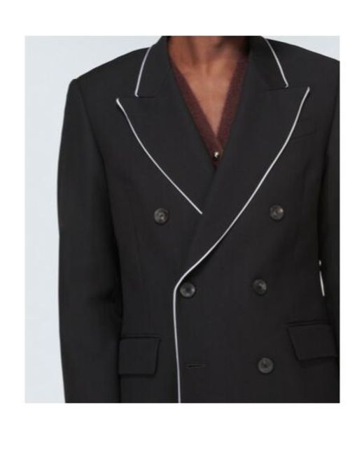 Wales Bonner Black Rise Double-Breasted Wool Blazer for men