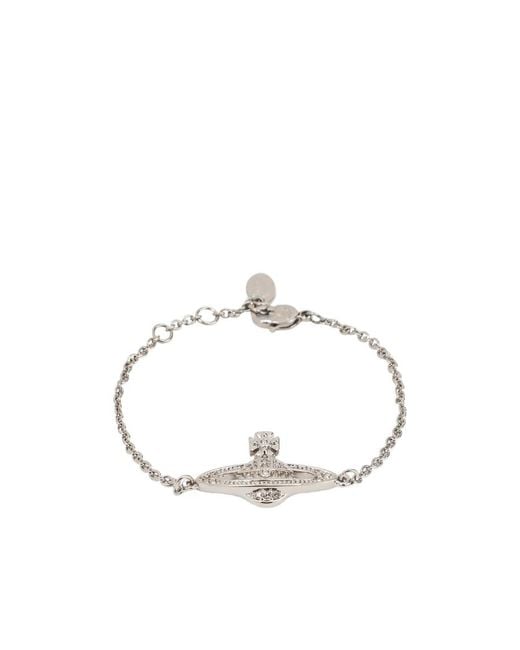 Vivienne Westwood White Orb Embellished Chain-Linked Bracelet