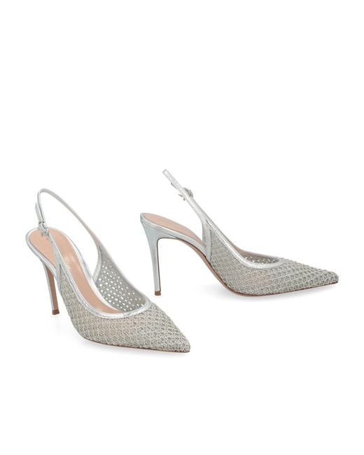 Gianvito Rossi White Nikki Pointed Toe Slingback Pumps